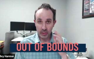 bradley making serious face with text "out of bounds"